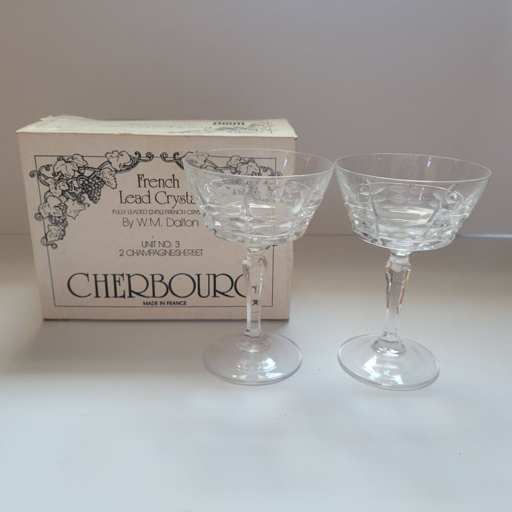 French Lead Crystal Champagne/Sherbet Glasses By W.M. Dalton Made In France Set